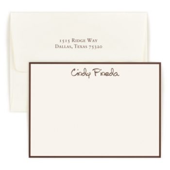 Flat note card - Border - assorted fonts available