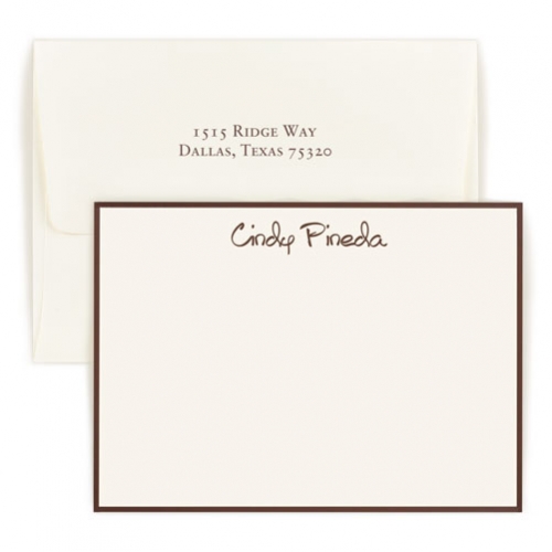 Flat note card - Border - assorted fonts available