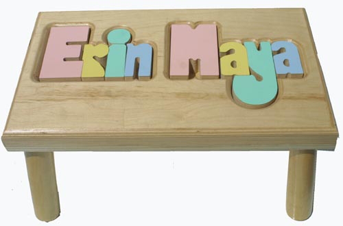 Puzzle name step stool with two names