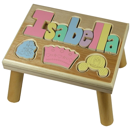 Puzzle name step stool with princess icons