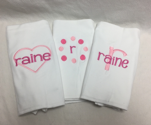 monogrammed burp cloth set