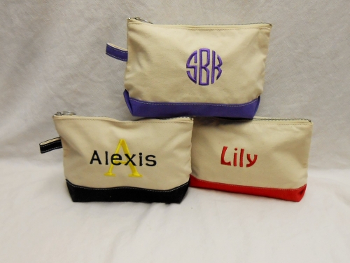Make up bag -  canvas zip case - assorted colors - limited quantities