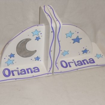 Moon and stars bookends