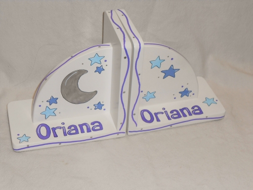 Moon and stars bookends