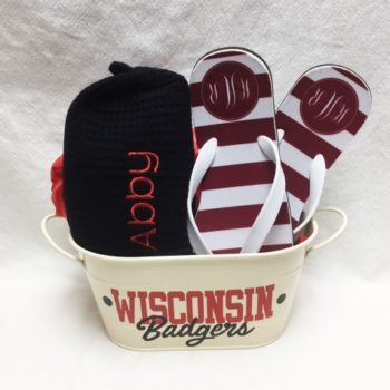 Gift basket - flip flops, zip case and tin- custom made for any school