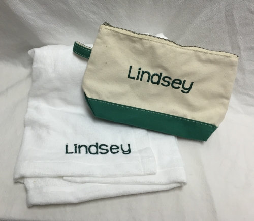 Gift set - towel wrap and canvas make up set - many colors available