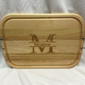 Engraved wood cutting board - Large initial/name