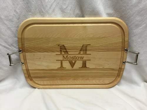 Engraved wood cutting board - Large initial/name