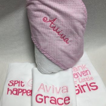 Monogrammed towel and burp cloth set - baby girl - sold out