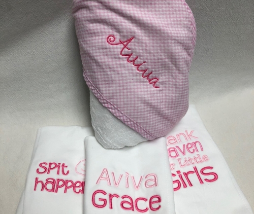 Monogrammed towel and burp cloth set - baby girl - sold out