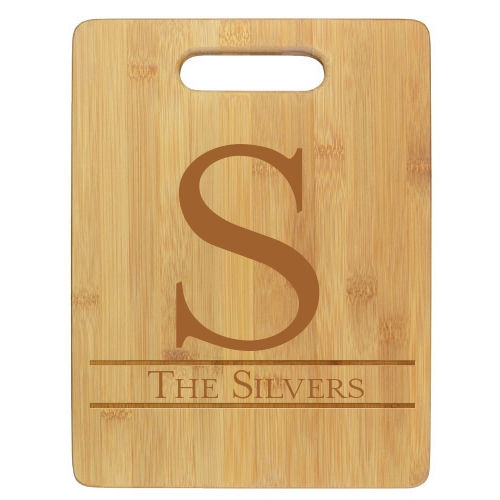 Engraved bamboo cutting board - large initial