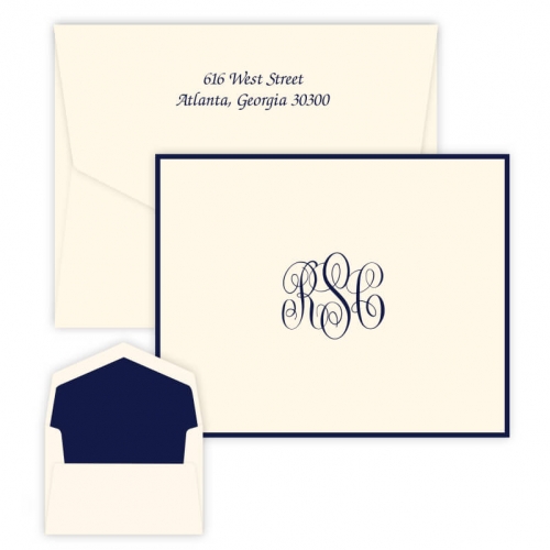 Fold over note - Traditional monogram- assorted fonts