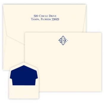 Flat note card - Traditional monogram - assorted fonts