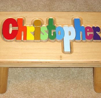 Puzzle name step stool with long name