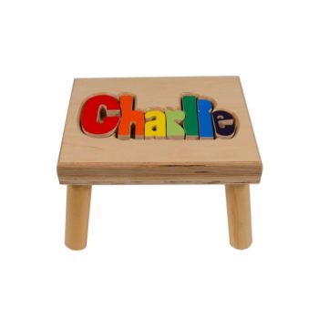 Puzzle name step stool with one name