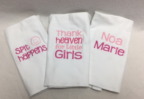 Burp cloth embroidered set - pink - Image 2