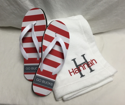 Gift set - Flip flops and towel wrap - assorted colors available