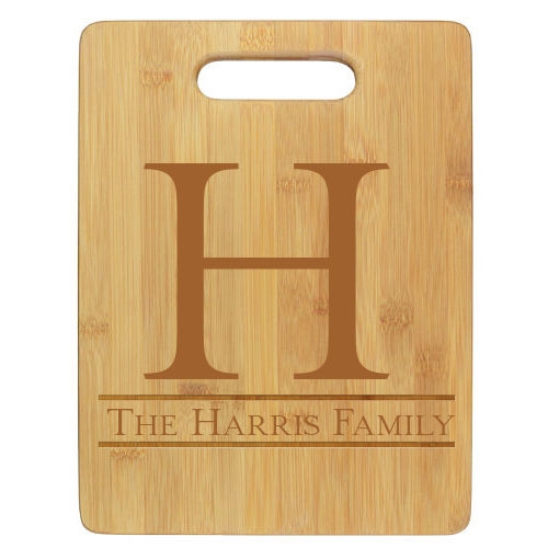 Engraved bamboo cutting board - large initial - Image 2