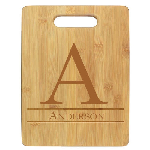 Engraved bamboo cutting board - large initial - Image 3
