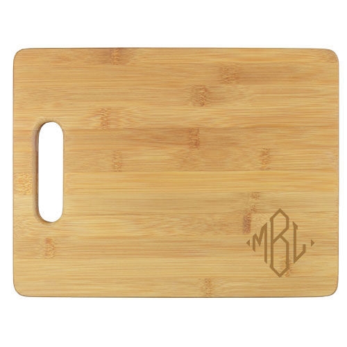 Engraved bamboo cutting board - Monogram - assorted styles - Image 2
