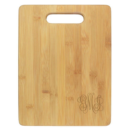 Engraved bamboo cutting board - Monogram - assorted styles - Image 3
