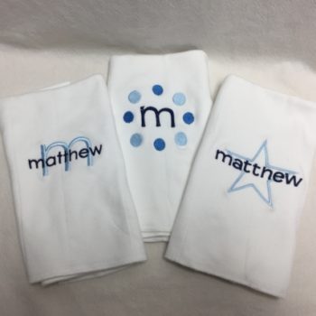 monogrammed burp cloth set