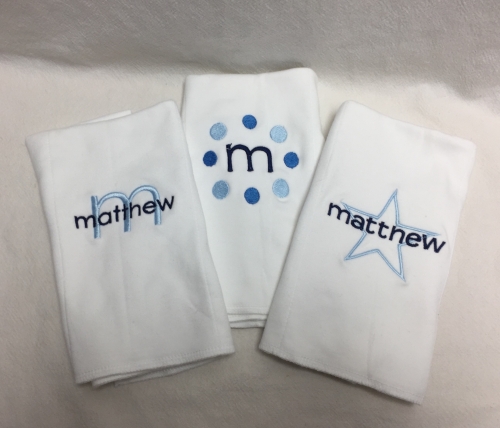 monogrammed burp cloth set