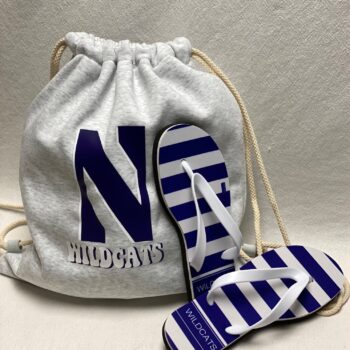 Gift set - Drawstring sweatshirt bag and Flip Flops - available for any school