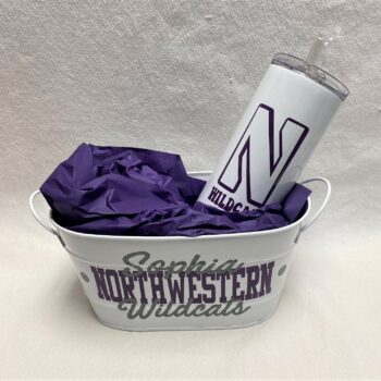 Gift basket - tumbler and tin-available for any school