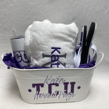 Gift basket - flip flops, towel wrap, tumbler and tin
