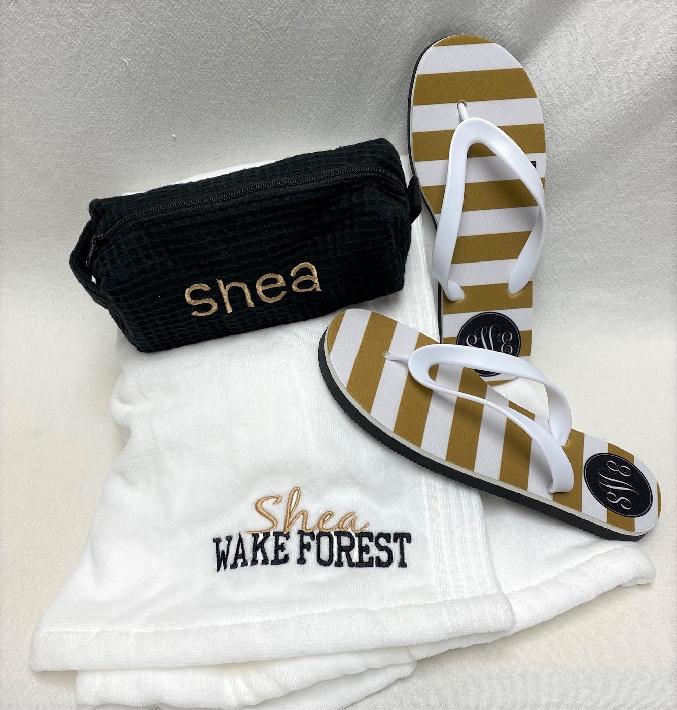 Gift basket - flip flops, towel wrap, waffle case - available for any school - Image 8