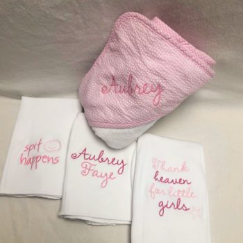 monogrammed hooded towel and wipes