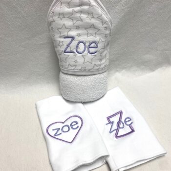 monogrammed baby towel and burp cloth