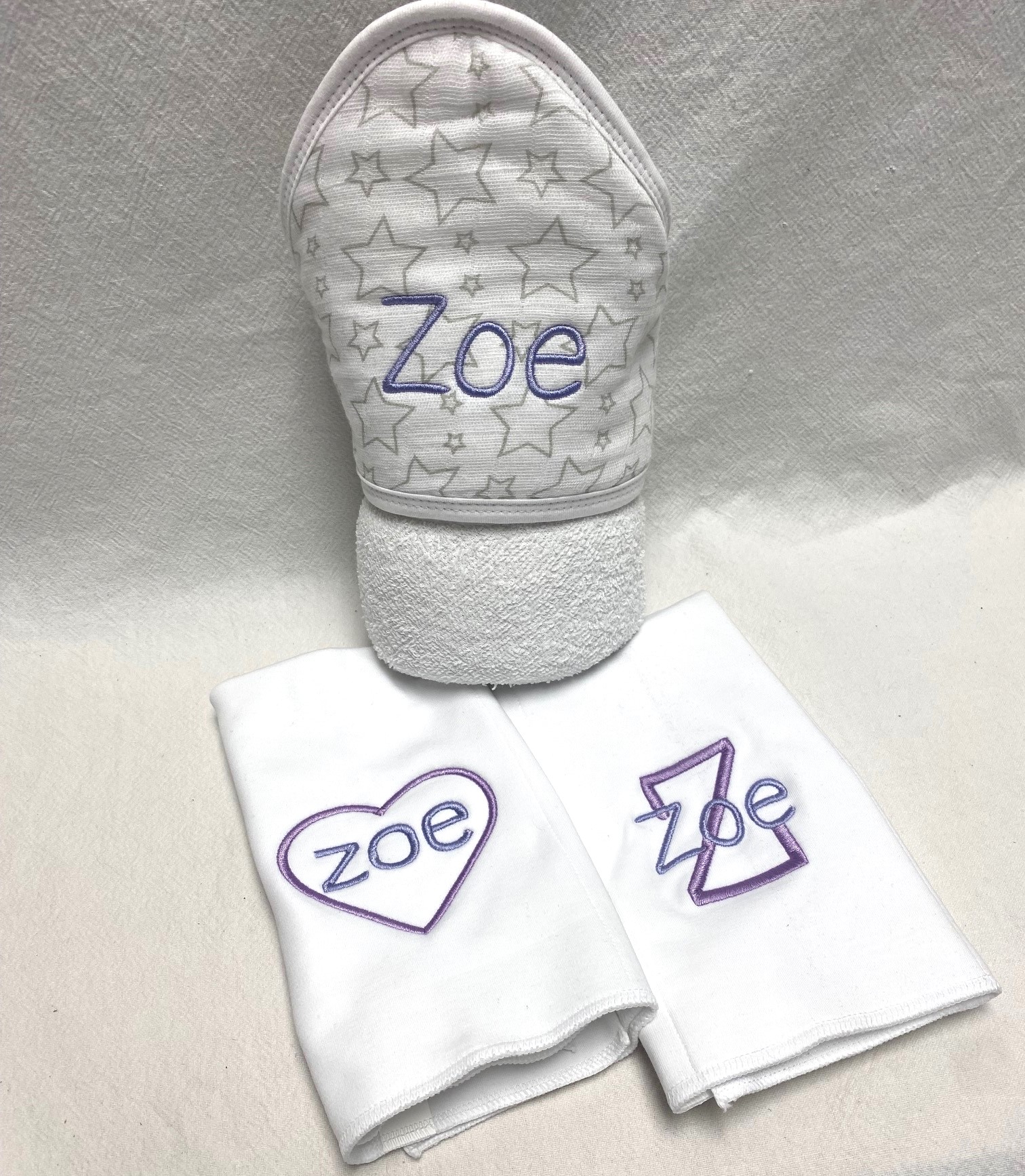 monogrammed baby towel and burp cloth