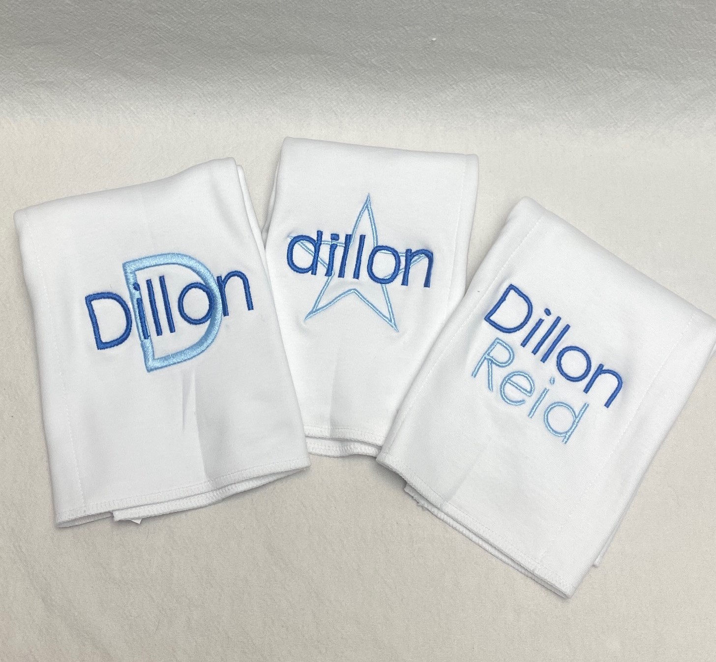 Burp cloth embroidered set - blue - Image 3