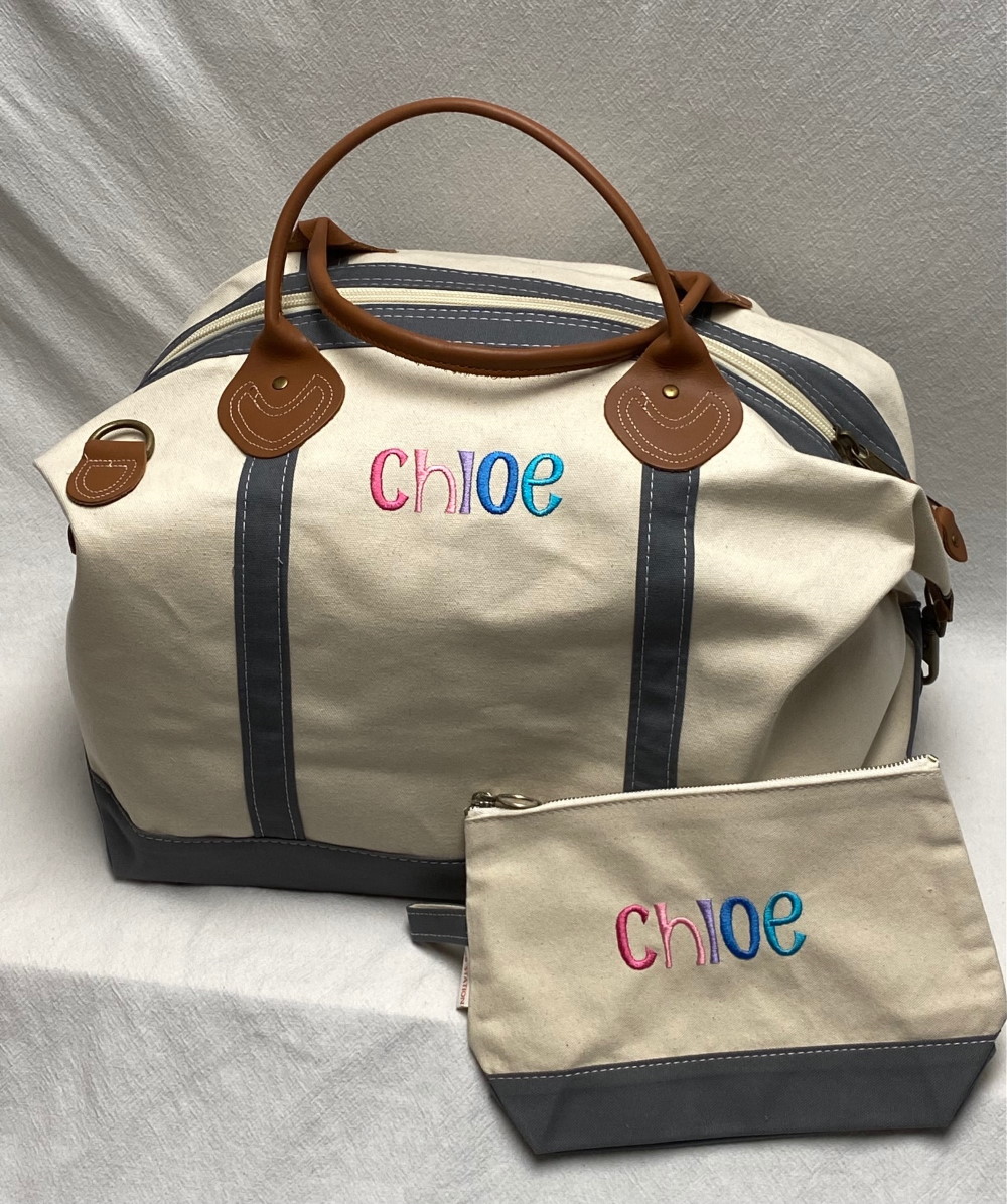 Weekender bag - canvas grey trim set