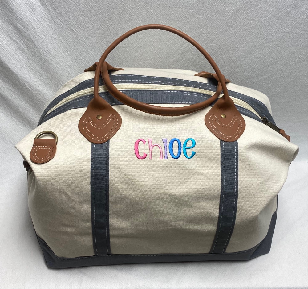 Weekender bag - canvas grey trim - Image 5