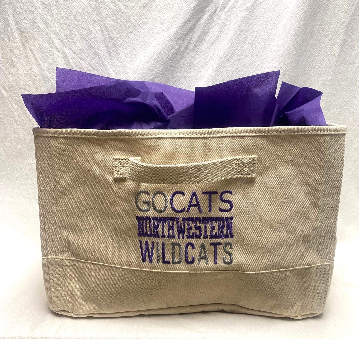 Gift basket - canvas bin, blanket and bag tag - available for any school - Image 9