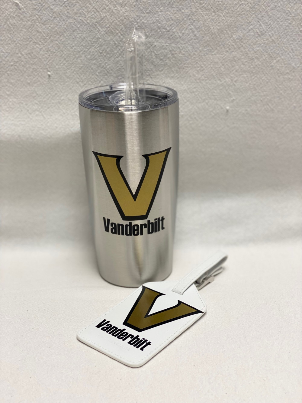 Collegiate 20 ounce tumbler and bag tag set - for any school  - limited quantities