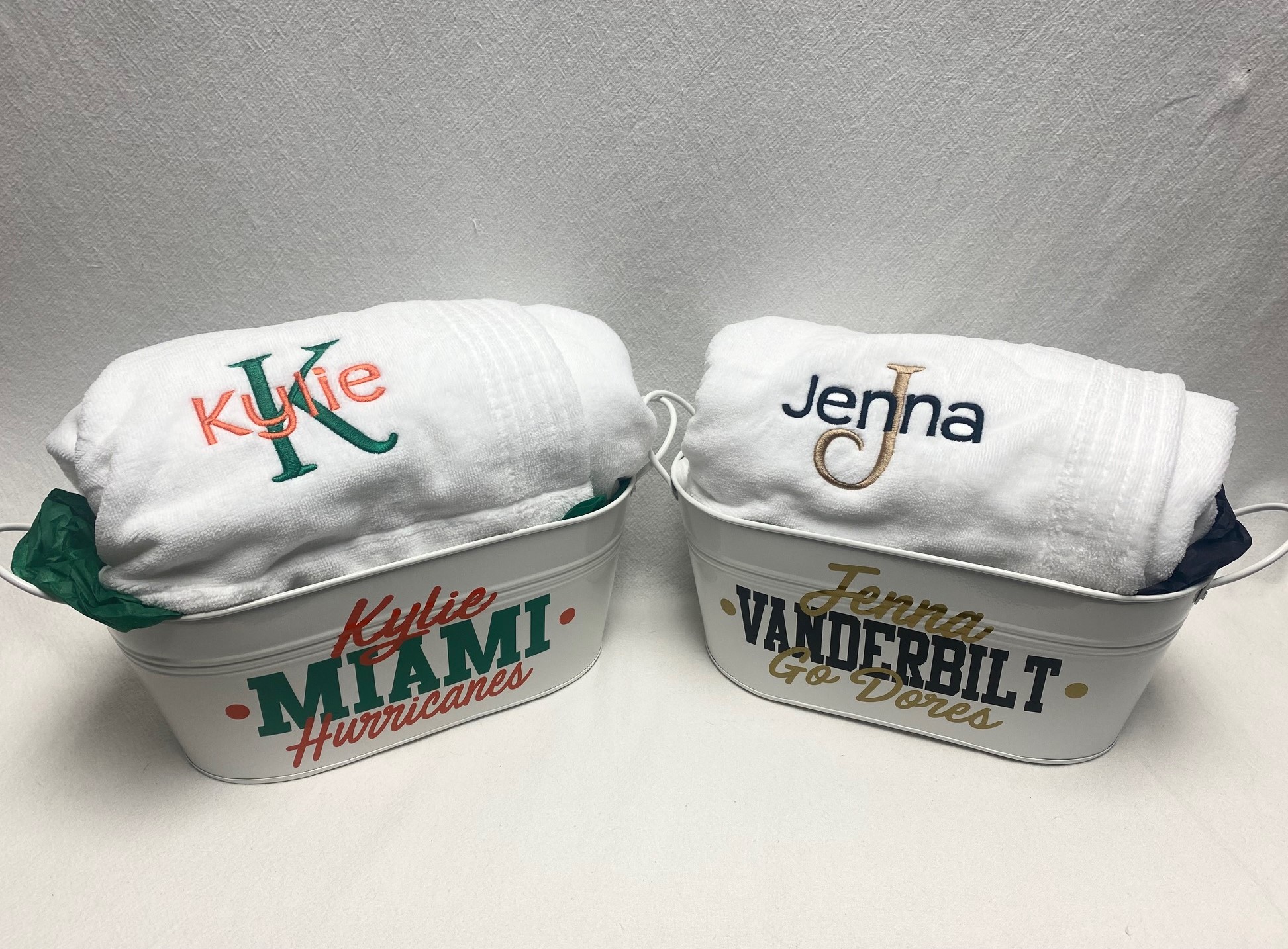 Gift basket - towel wrap and tin - custom made for any school - Image 5
