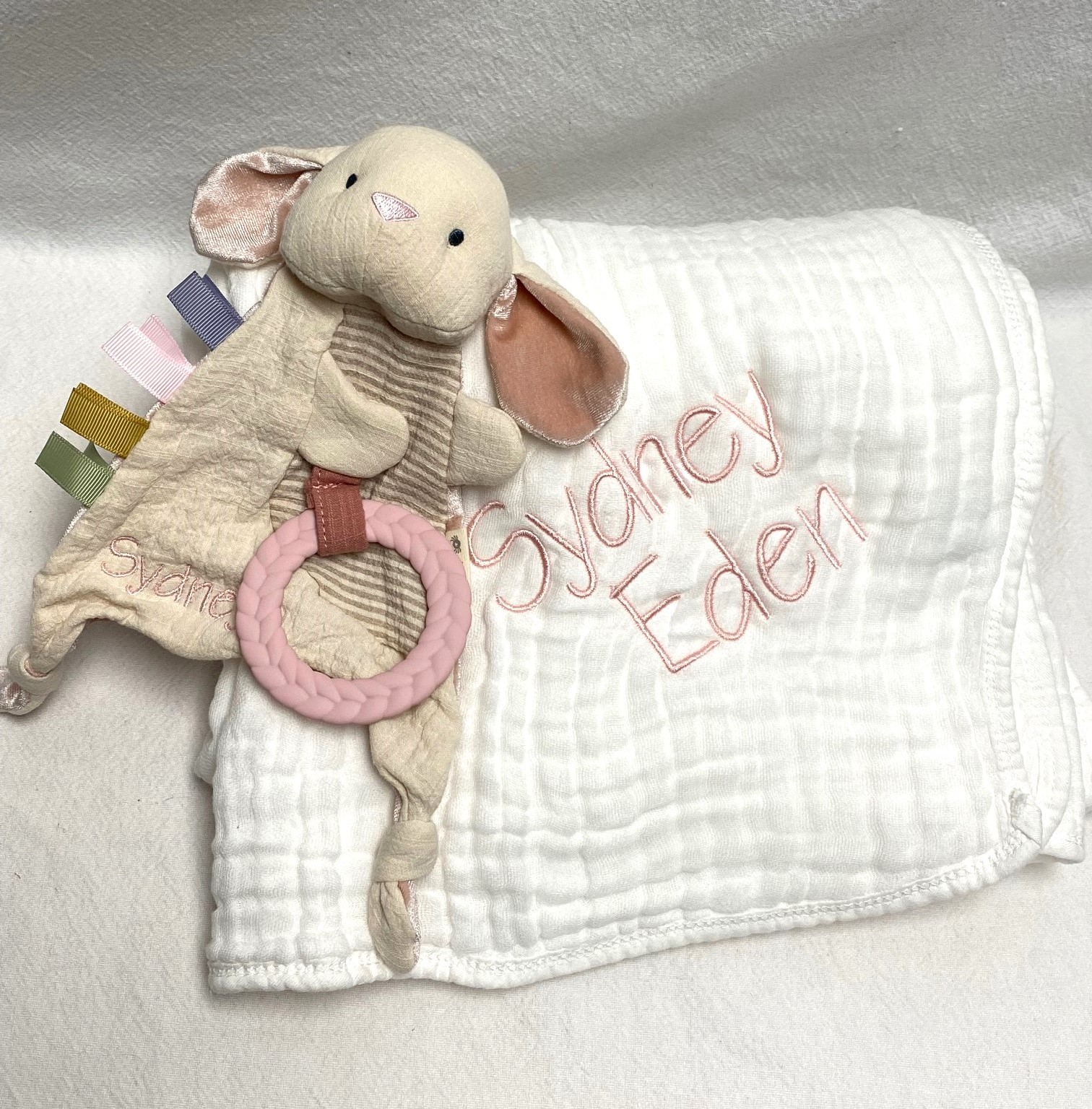 Baby muslin blanket and crinkle set - multiple colors available - Image 3