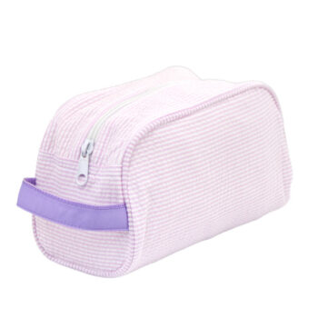 Dopp kit - pink and lavender seersucker