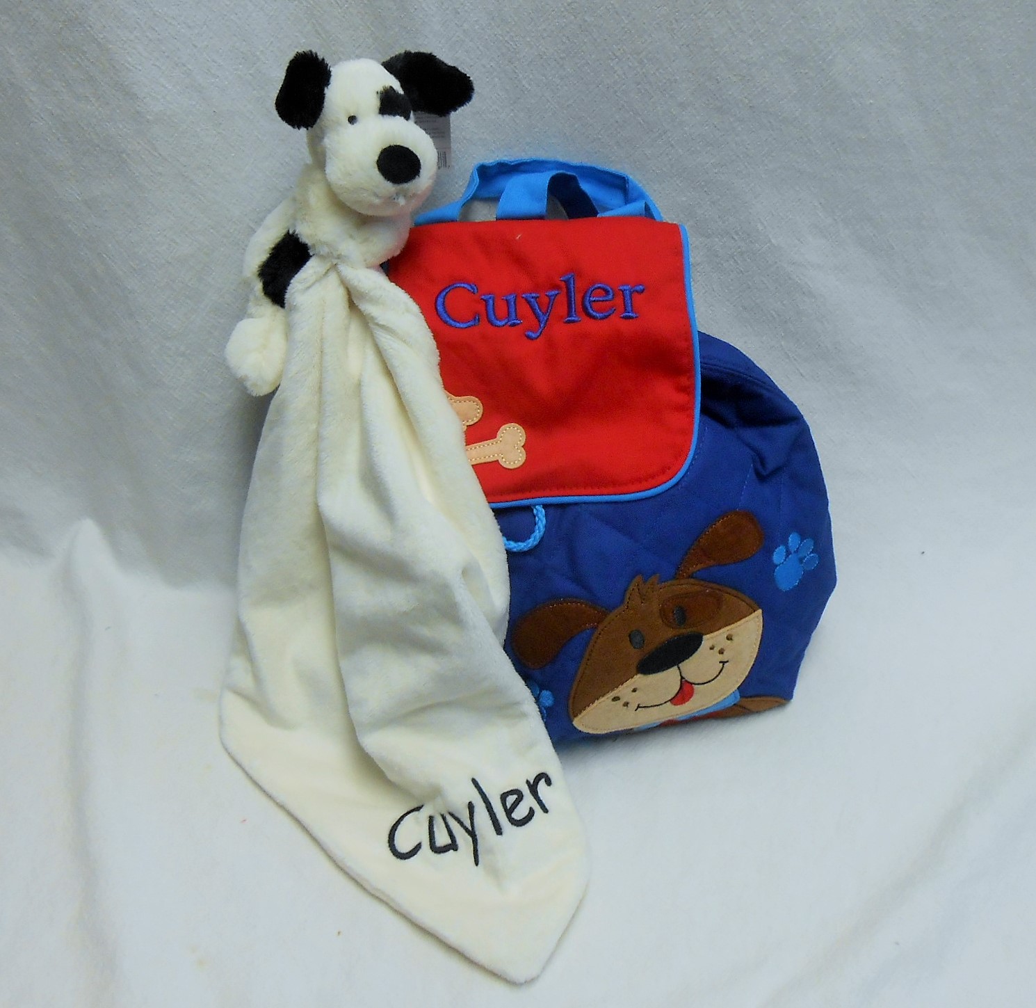 Quilted backpack and lovey set