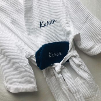 Waffle weave robe and make up bag set