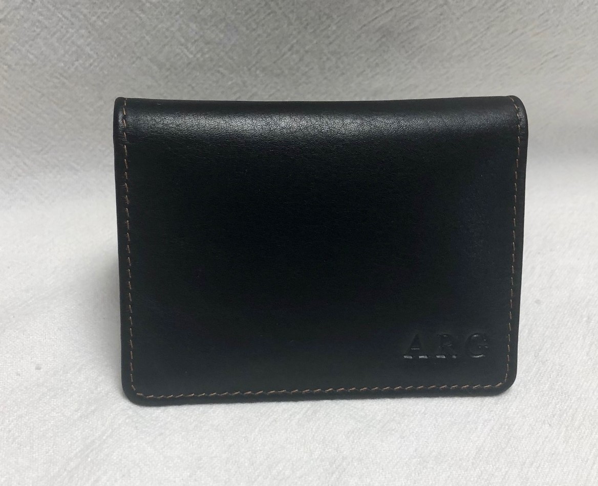 Business card holder - leather embossed