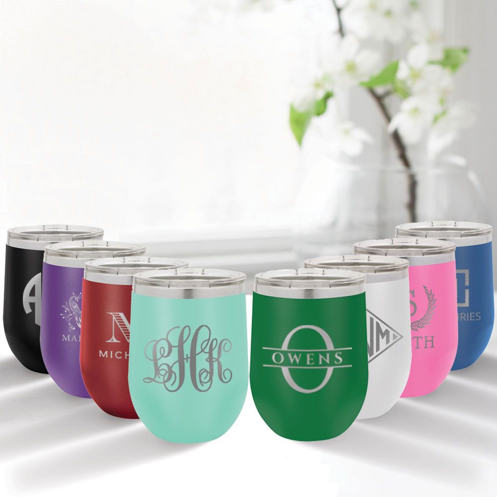 Monogram Personalized Stemless Wine Glasses 9 oz ARC