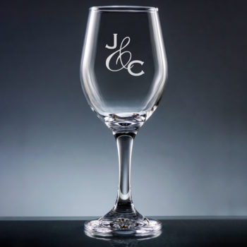 engraved initial wine glass