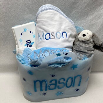 Deluxe custom baby gift basket - Mason - more colors available