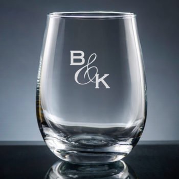 Engraved stemless wine glass - 2 initials