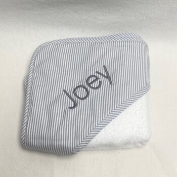 Hooded bath towel - grey seersucker